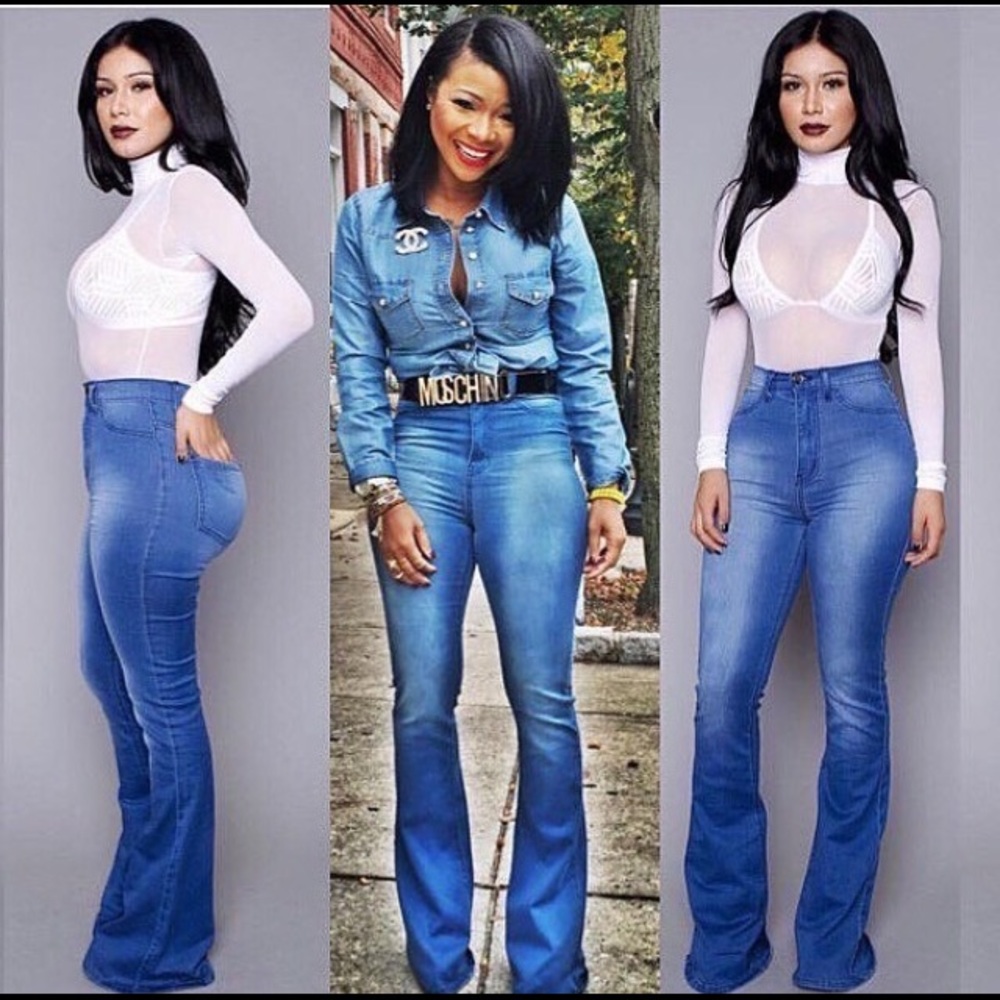 Women's Stretchy High Waist Flare Jeans.