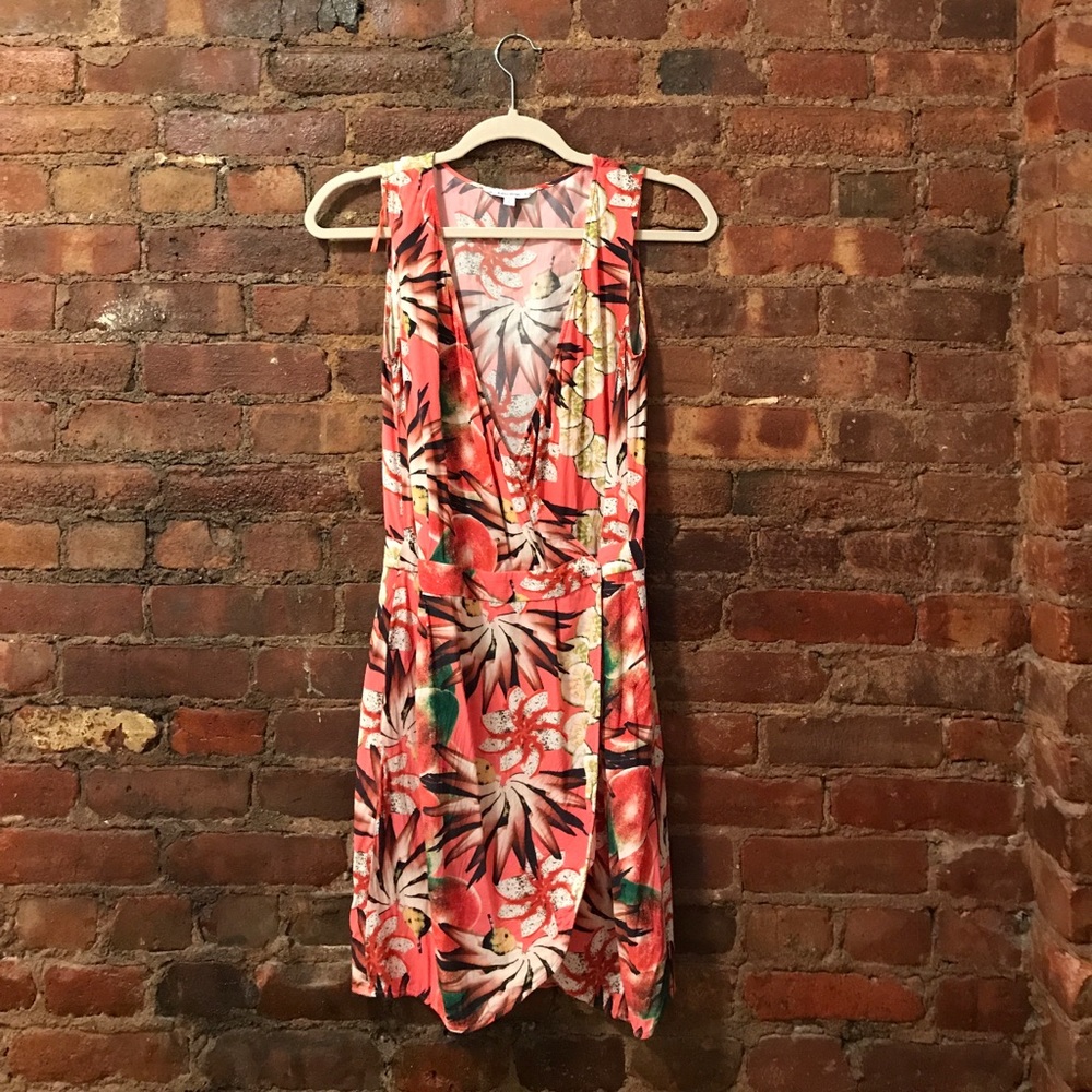 Tropical Wrap Dress with Pockets