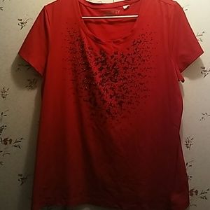 Red & black. Stretch blouse