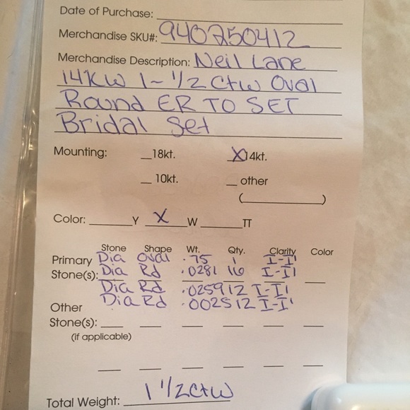 Neil Lane 14KW 1-1/2CTW oval round engagement ring - Picture 6 of 6