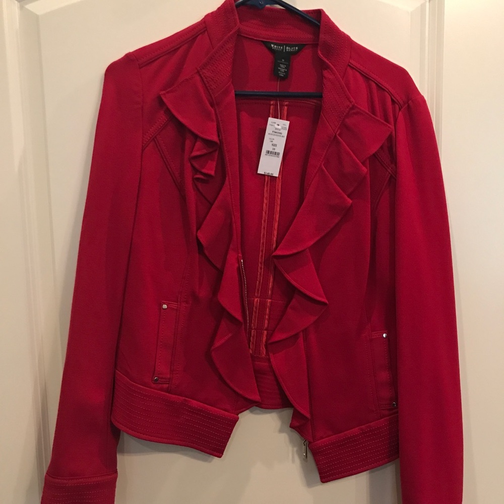 WHBM Red Blazer with ruffles