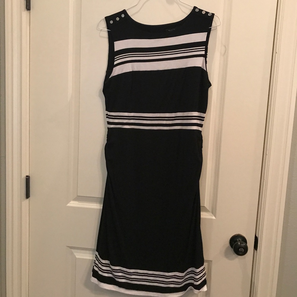 Black dress with cream stripes