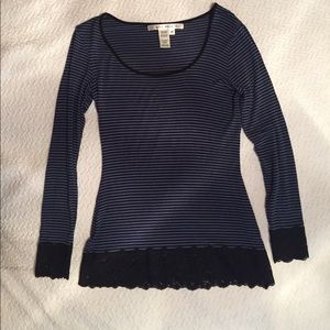 Long sleeve, lace trimmed, soft dress shirt