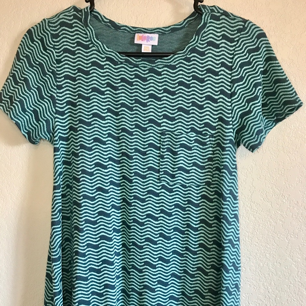 LuLaRoe XXS Carly Teal/Seafoam Green Jacquard
