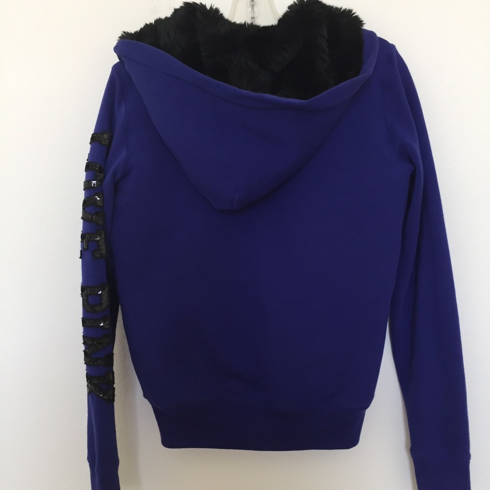 VS LOVE PINK Purple Foux Fur Zipped Hoodie - Picture 7 of 8