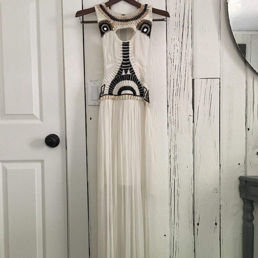 Free People white beaded gown