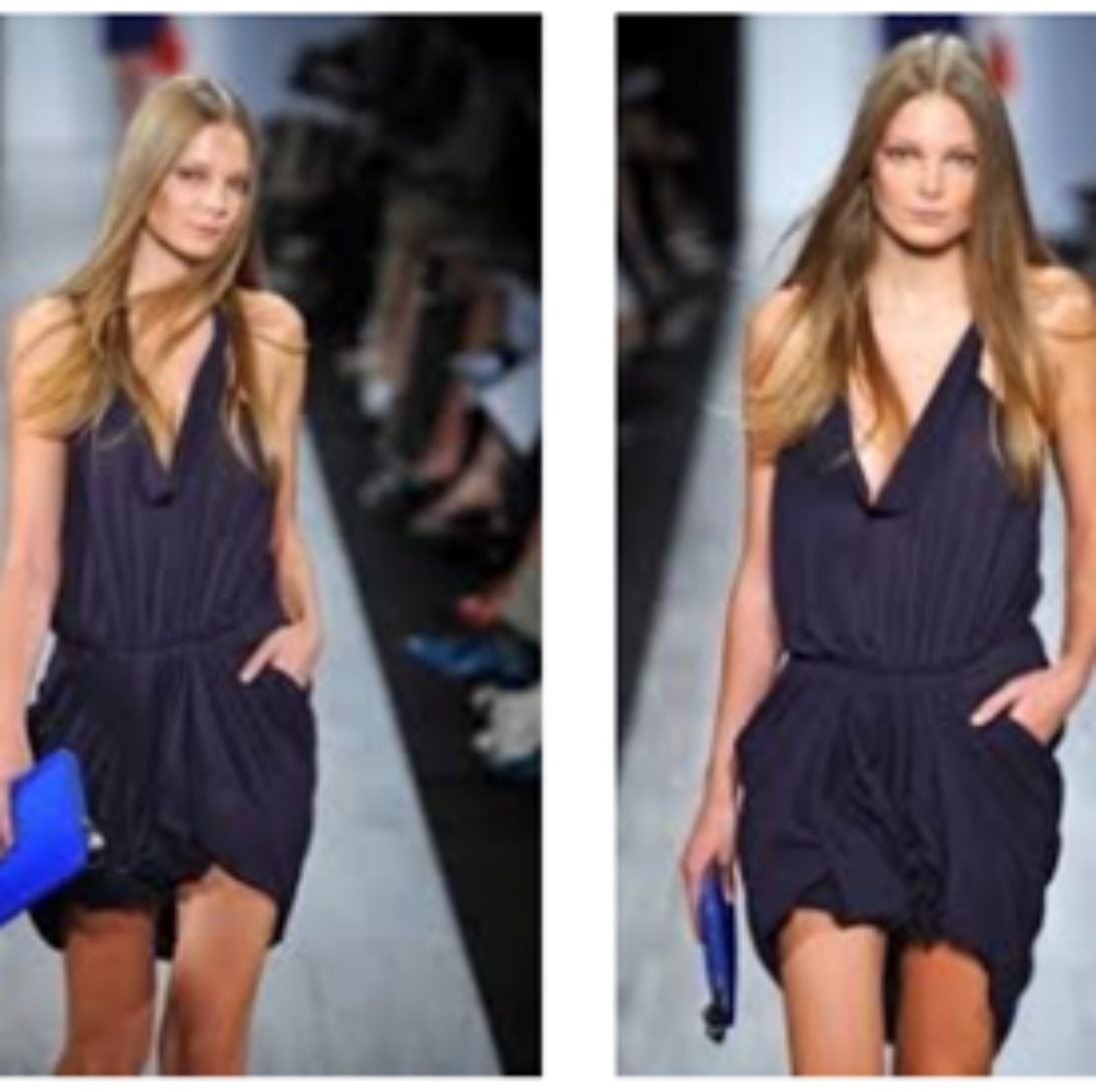 NWT BCBG drape front cross back romper