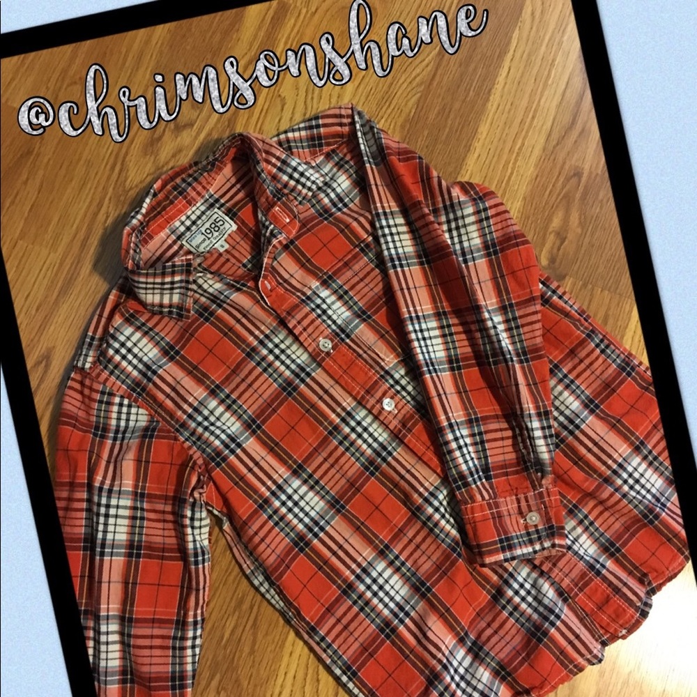 Boy's Red & Navy Plaid Top