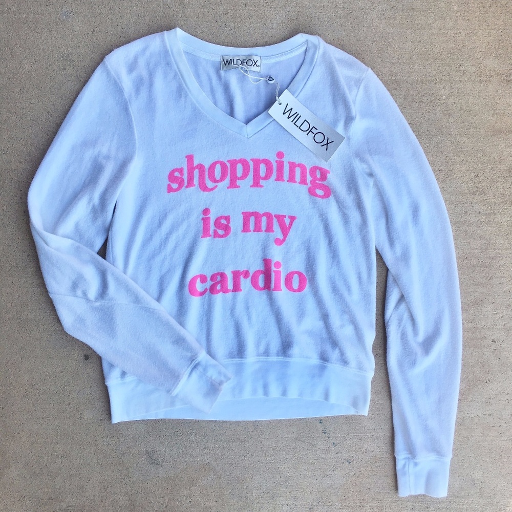 NWT Wildfox Shopping Is My Cardio Beach Jumper