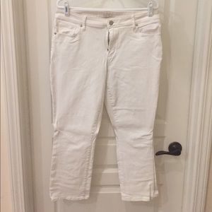 Ann Taylor Loft Curvy Kick Crop White Pants