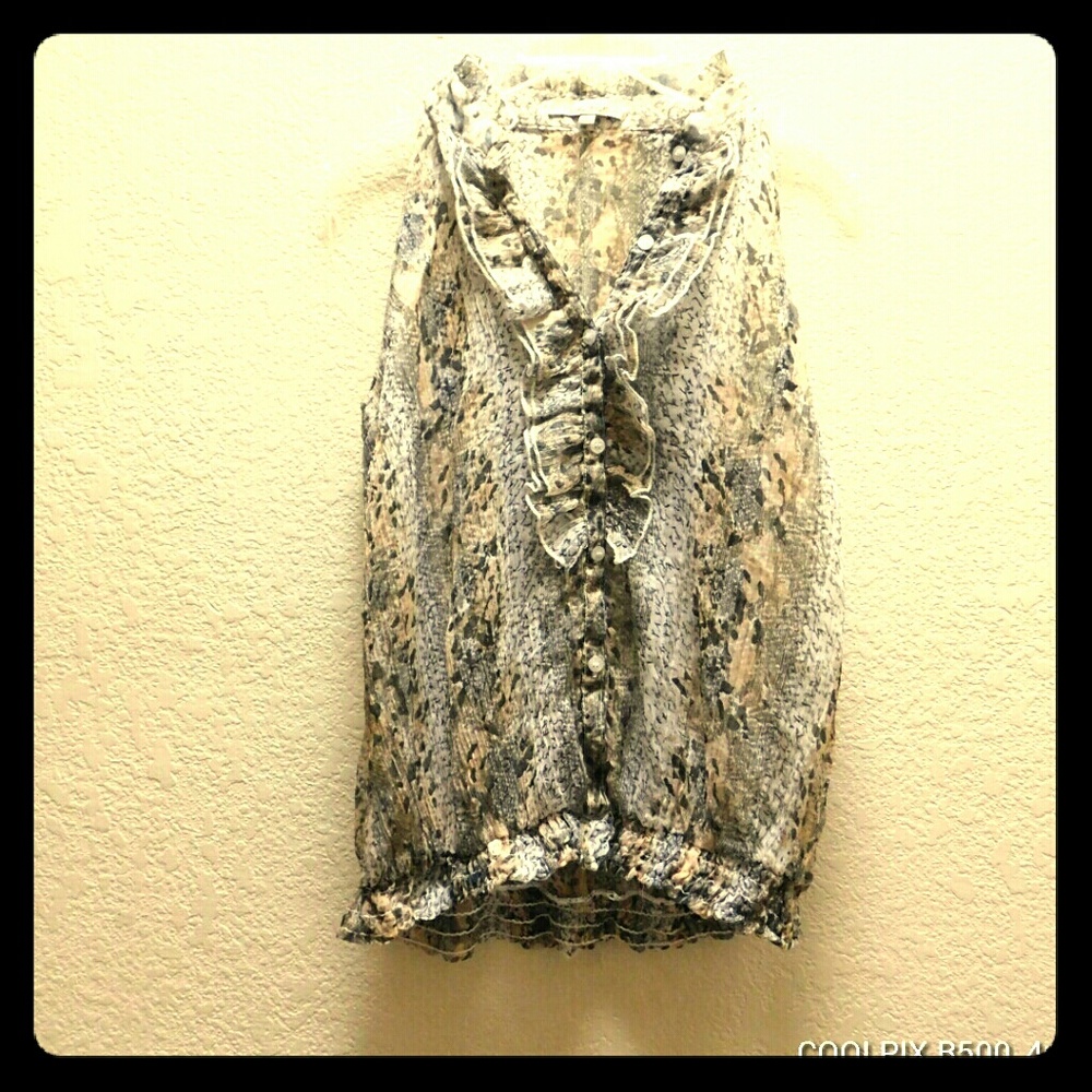 Sheer Button Up Top - Picture 2 of 6