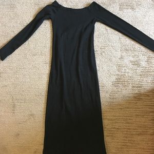 Off shoulder black midi dress