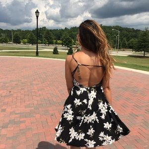 Midi length fit and flare dress