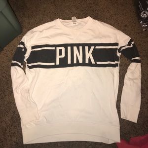 White crew neck PINK sweatshirt size small