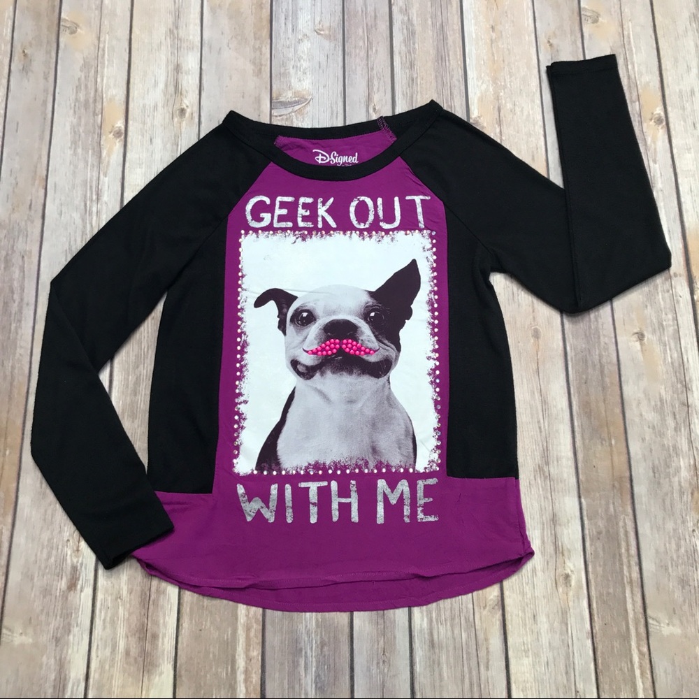 Disney "Geek Out"/ Puppy/Pink Mustache Top, Size M