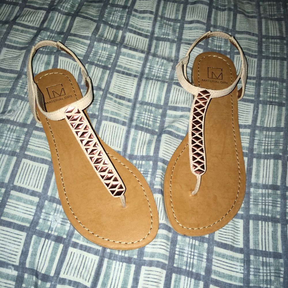 Rose gold flip flops