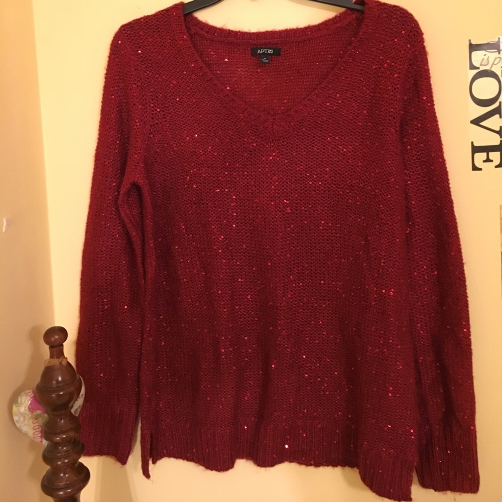 Red fall sweater with sequins!