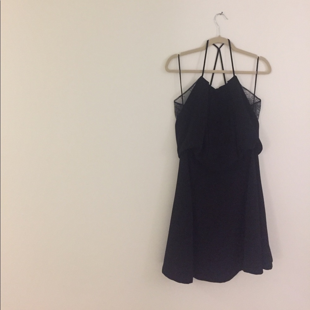 Zara little black skater dress w strap & lace