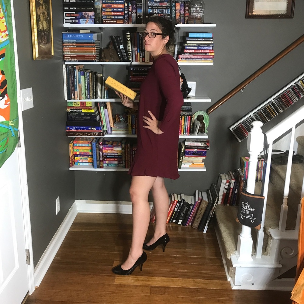 Burgudy Wine Dress • Long Sleeve Mini Dress - Picture 5 of 5