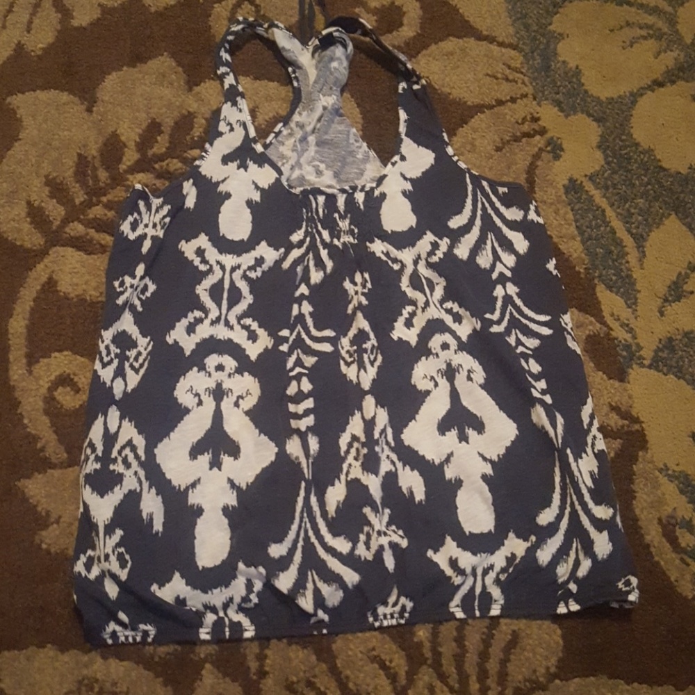 Navy blue and white tank top