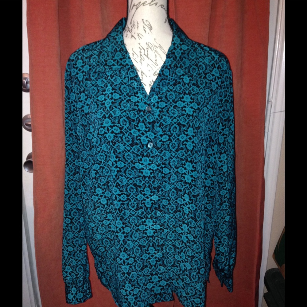 Donnkenny floral long sleeve blouse