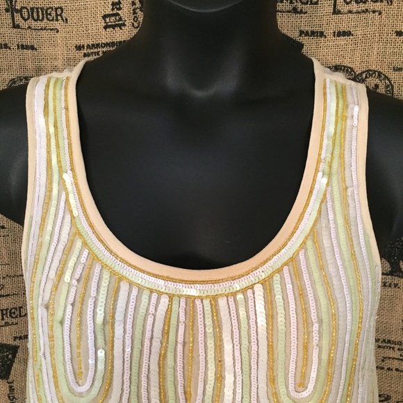 Hazel Sequined Beaded Tank Top Size M - Picture 3 of 6