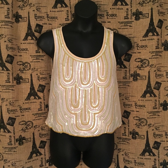 Hazel Sequined Beaded Tank Top Size M - Picture 2 of 6