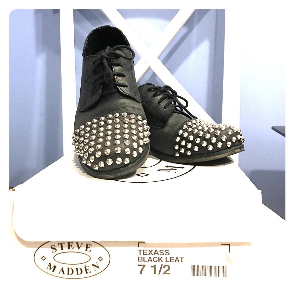 Steve Madden- studded black loafers