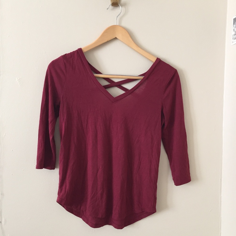 Maroon Cross-back Top