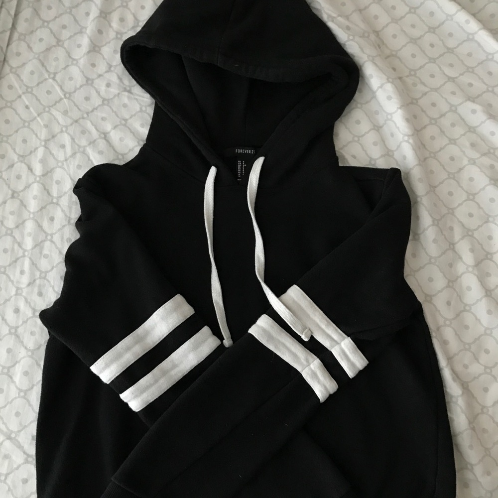 Forever21 Cropped Black w/ White Strips Sweater