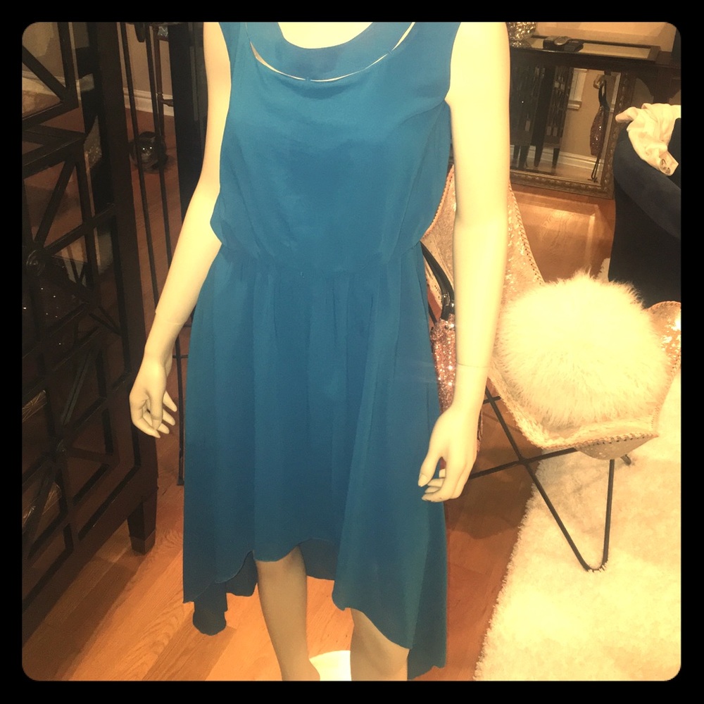 Teal lined hi-low dress
