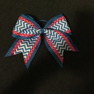 pink and blue chevron bow
