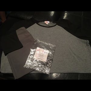 NWT LulaRoe OS Solid Grey Leggings & XXS Irma SET
