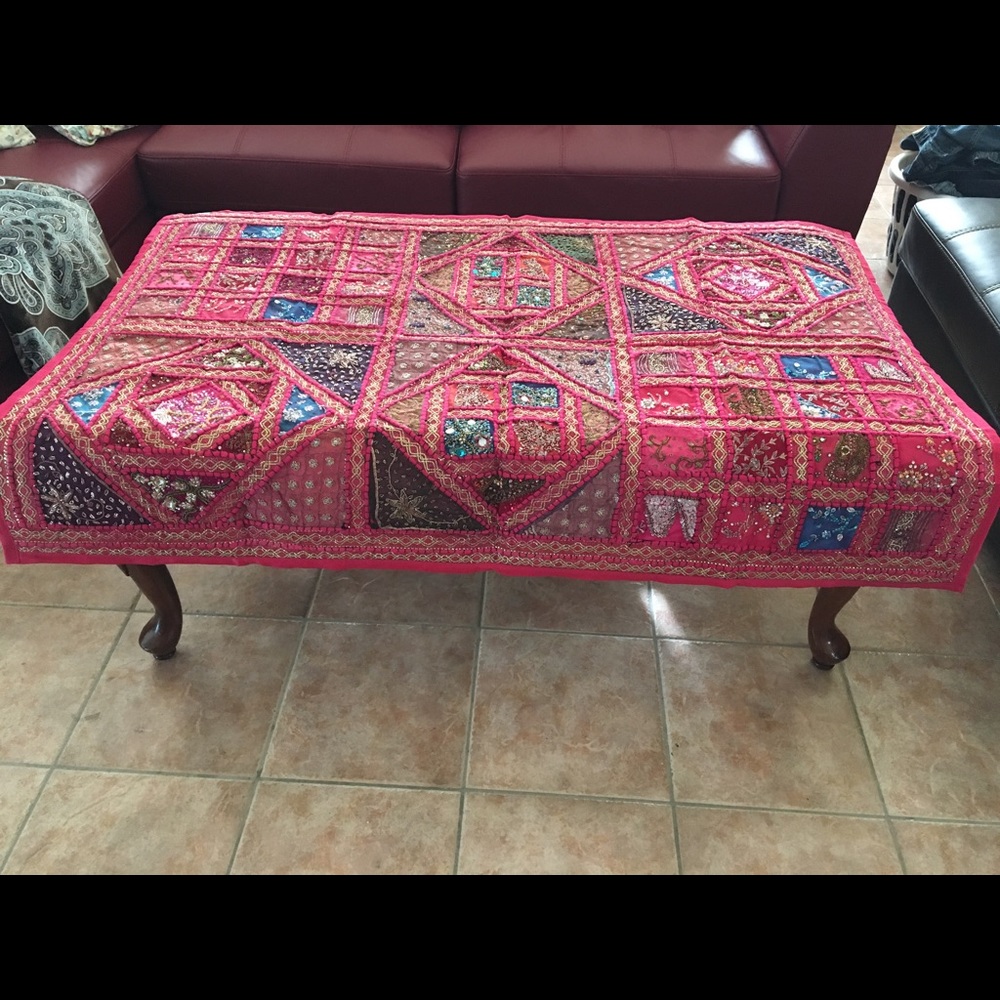 Quilted wall decor. Beaded with gem accents.