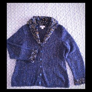 SALE! Cardigan with boucle knit collar and cuffs