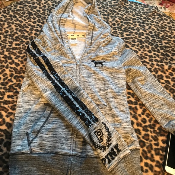 PINK Victoria's Secret Tops - Victoria's Secret Pink Gray Hoodie