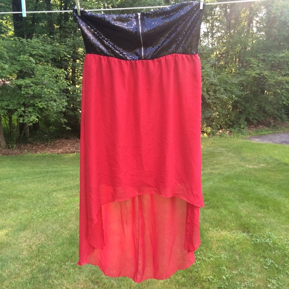 Strapless sequin top high low dress - Picture 1 of 3