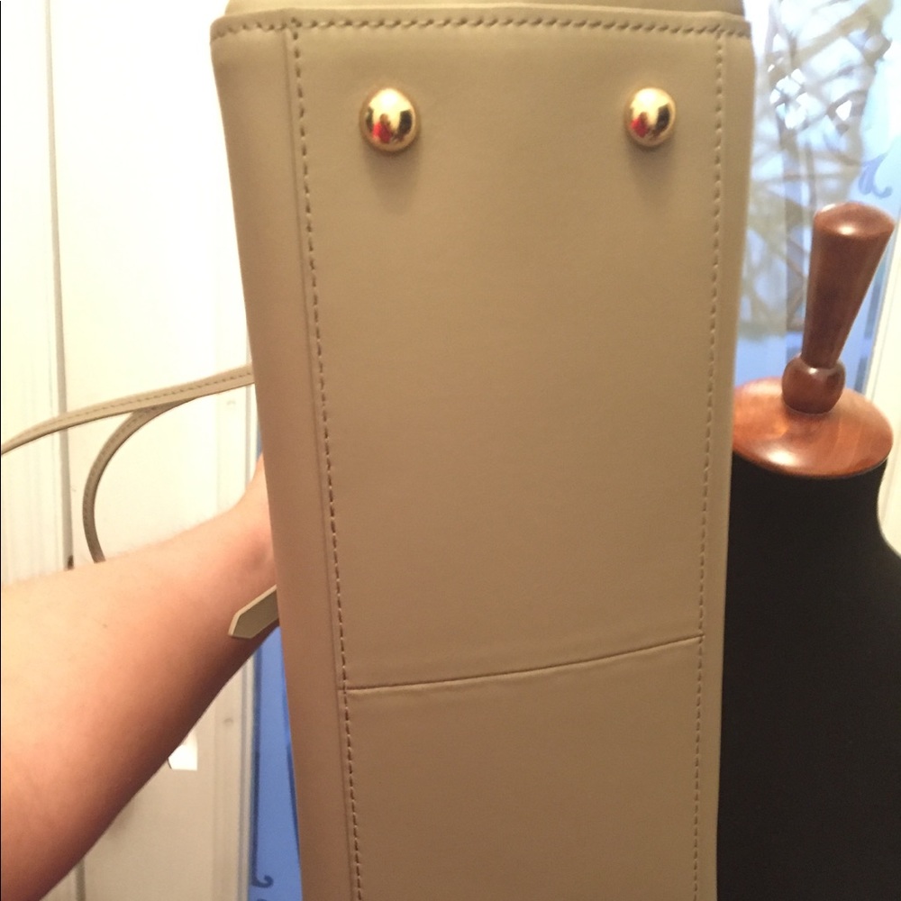 NWT Zac Posen Leather Shopper Tote Bag, Beige - Picture 8 of 8