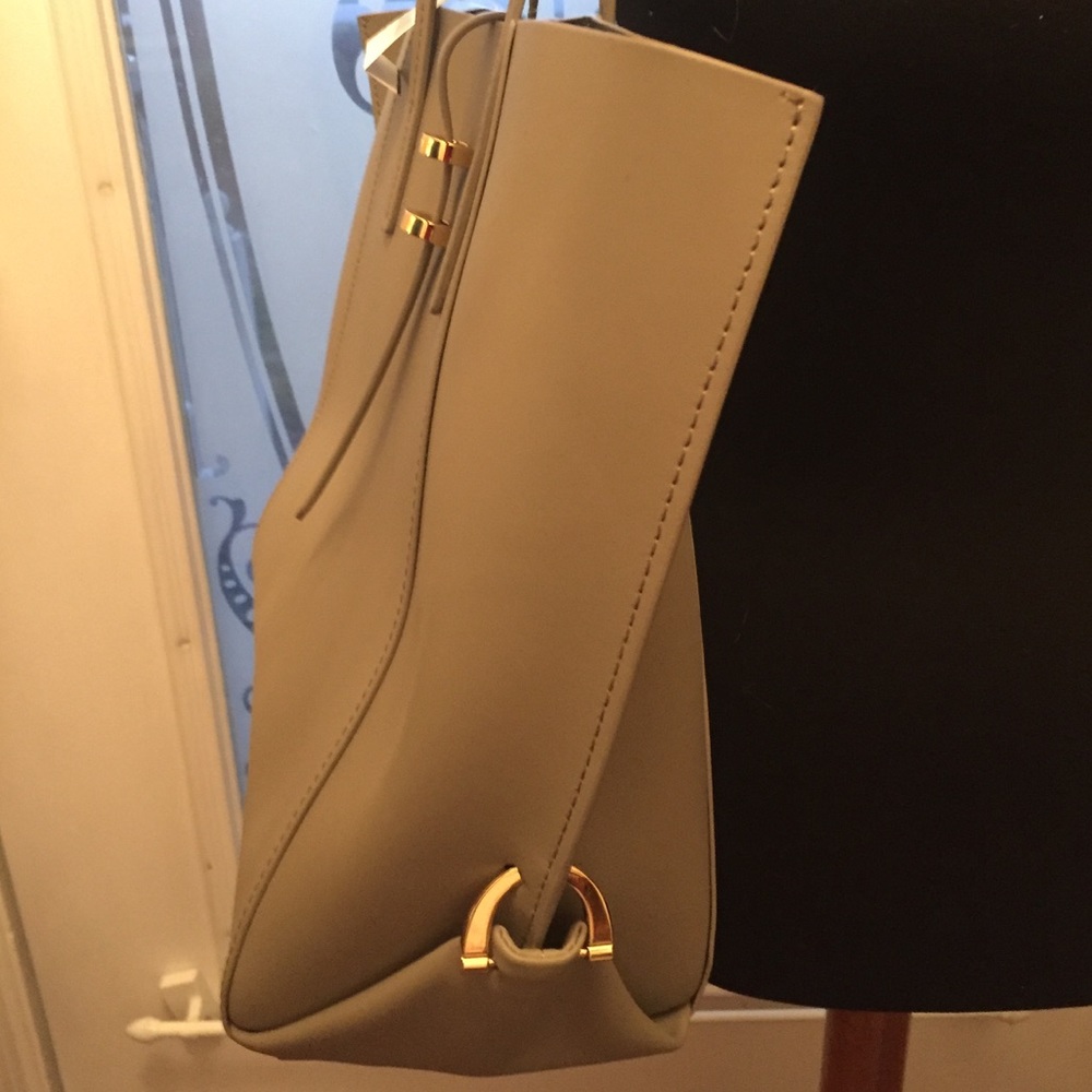 NWT Zac Posen Leather Shopper Tote Bag, Beige - Picture 7 of 8