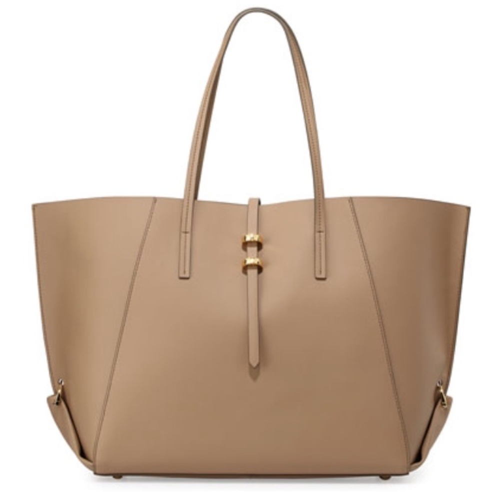 NWT Zac Posen Leather Shopper Tote Bag, Beige - Picture 3 of 8