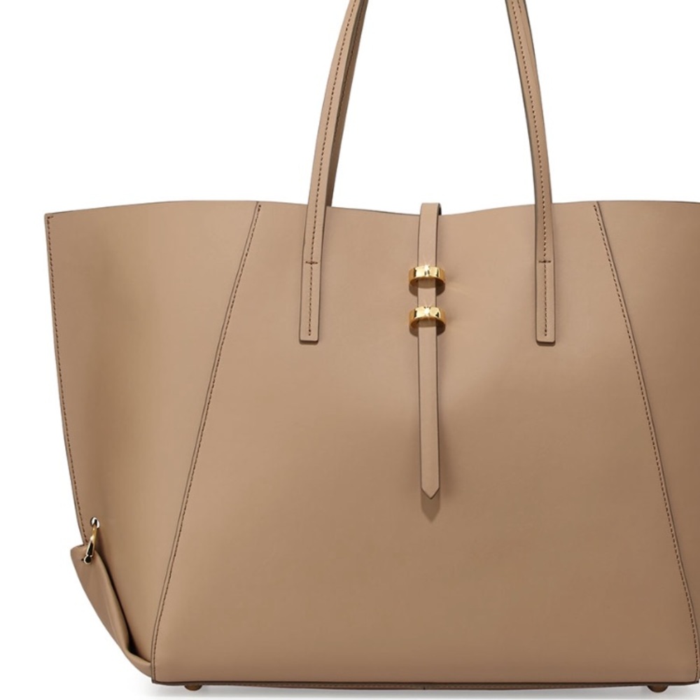 NWT Zac Posen Leather Shopper Tote Bag, Beige - Picture 5 of 8