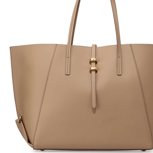 NWT Zac Posen Leather Shopper Tote Bag, Beige - Picture 5 of 8