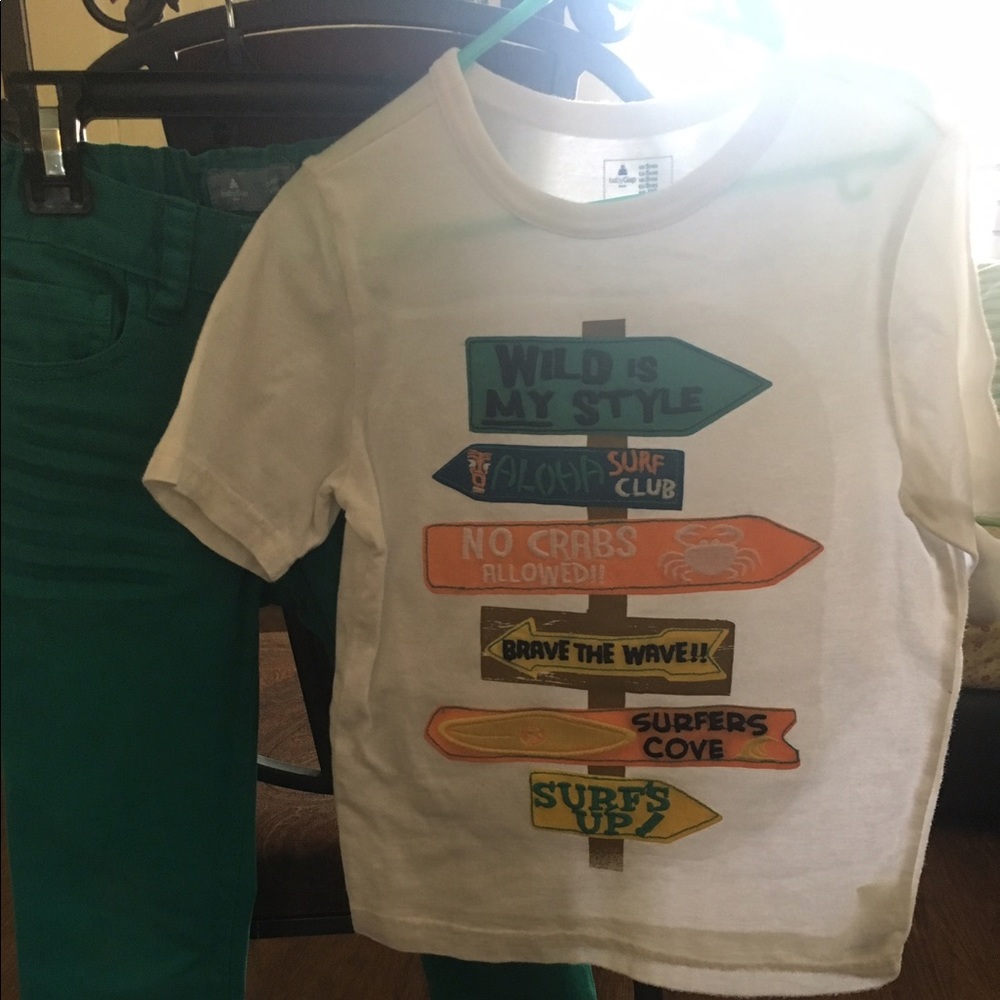 Gap boys outfit teal pants and T shirt 👦🏻