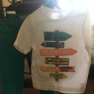Gap boys outfit teal pants and T shirt 👦🏻