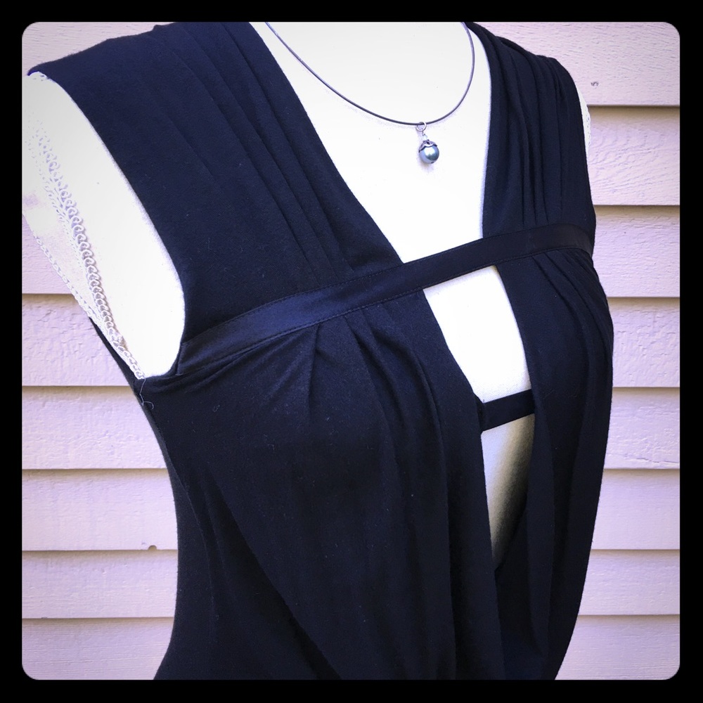 Sexy black plunging neck line top