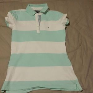 Tommy green and white shirt
