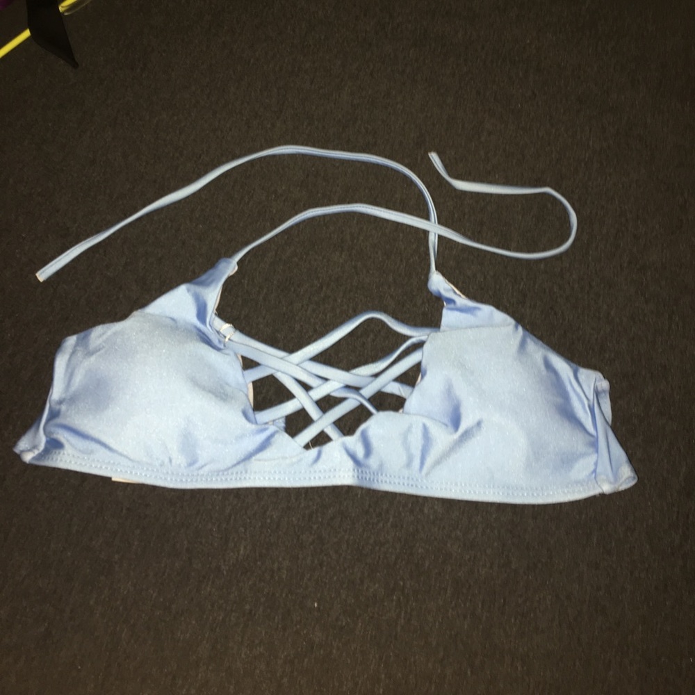 light blue cross cross bikini top