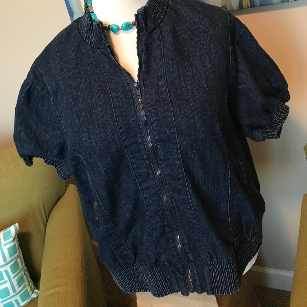 Short sleeve dark denim jacket