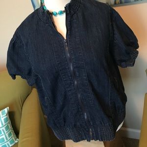 Short sleeve dark denim jacket