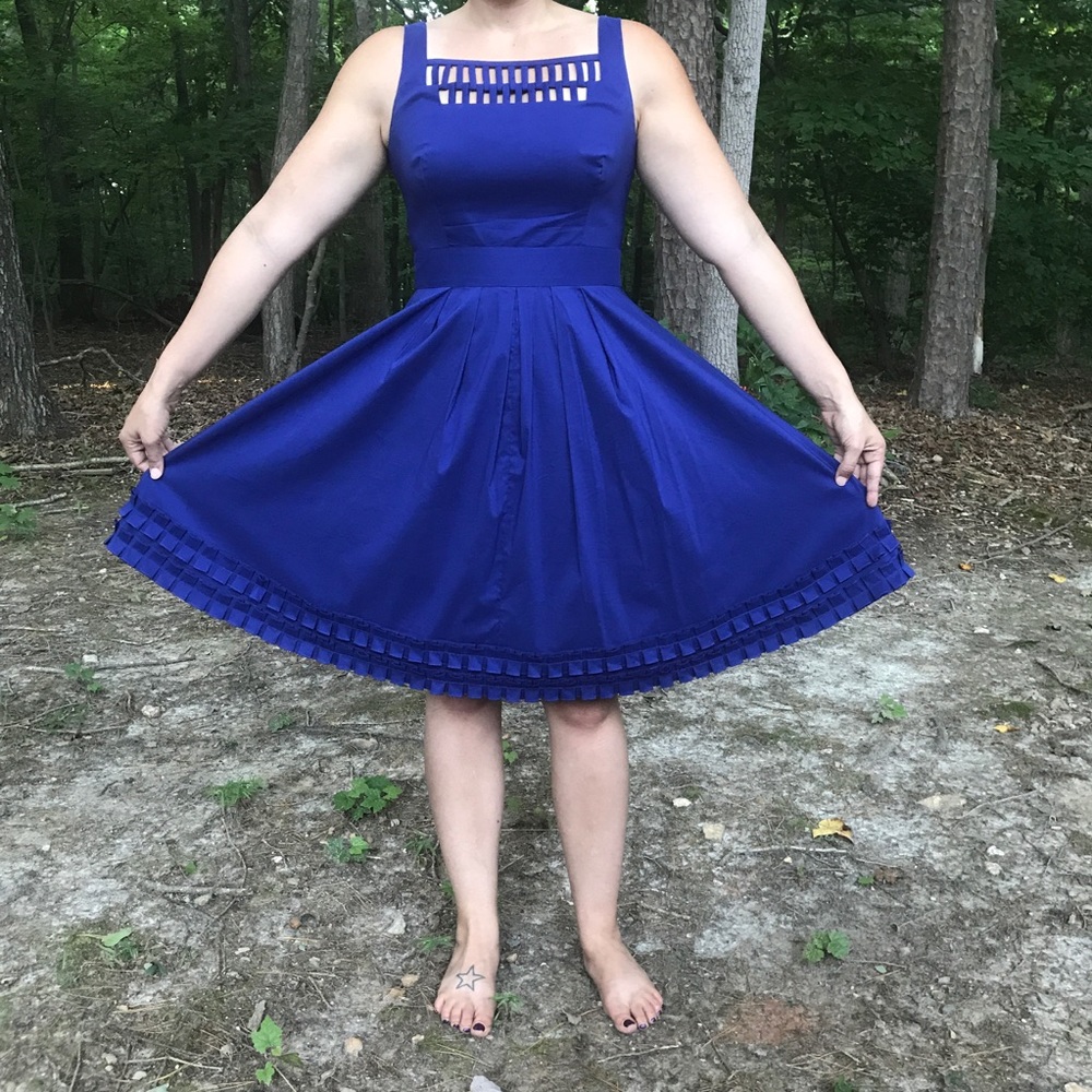 Cobalt Blue Dress with Fun Neckline • Royal Blue